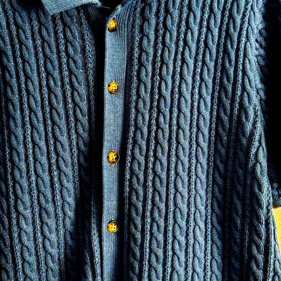 J.Crew Cable Knit Button Cardigan Blue L Men's Classic/Preppy/Grandpa - Picture 4 of 6